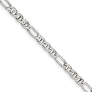 3.75mm Sterling Silver Solid Figaro Anchor Chain Necklace, 26 Inch